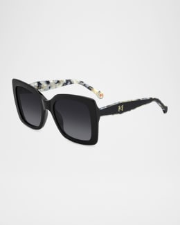 Fendi Oversized Logo Square Acetate & Metal Sunglasses