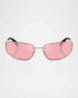 【極美品✨】 miumiu Rimless glasses Rhinestone Miu Miu Rimless Logo Metal Rectangle Sunglasses | Neiman Marcus