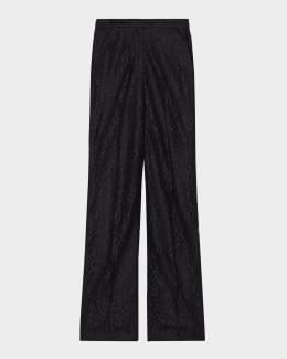 パンツ Theory WIDE STRAIGHT TROUSERS BLACK Theory Stretch Wool Straight Full-Length Trousers | Saks