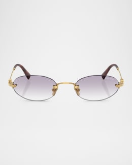 Miu Miu Gradient Metal Oval Sunglasses | Neiman Marcus