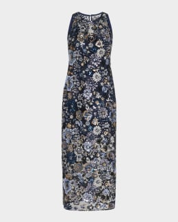 Dress the Population Black Label Audrina Strapless Floral-Print Column Gown  | Neiman Marcus