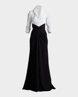 Tadashi Shoji One-Shoulder Draped Crepe Gown | Neiman Marcus