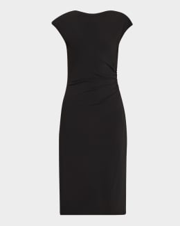Emporio Armani Ruched Boat-Neck Knee-Length Jersey Dress