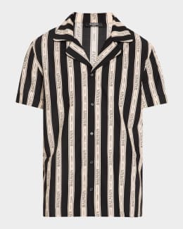 Valentino Garavani Men's Bowling Shirt with Toute La V Print