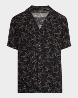 Valentino Garavani Men's Bowling Shirt with Toute La V Print