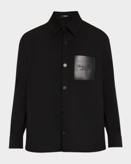 Jil Sander Men's Wool-Blend Pocket Shirt | Neiman Marcus