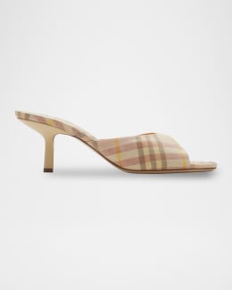 Burberry Mews Check Rose Slide Sandals | Neiman Marcus