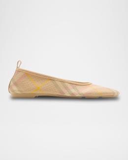 Burberry Baby Check Knit Ballerina Flats | Neiman Marcus
