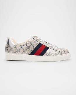 Gucci Men's Re-Web GG Supreme Canvas and Leather Sneakers | Neiman
