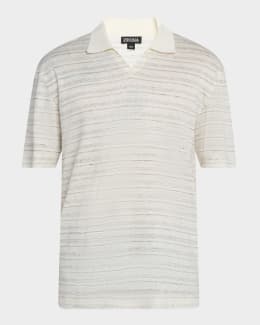 Prada Men's Mesh Knit Polo Shirt | Neiman Marcus