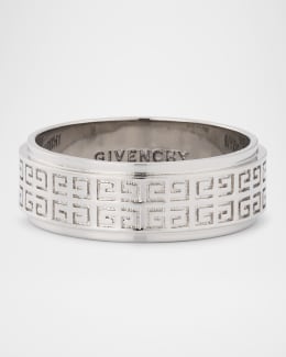 Givenchy Men's 2G Monogram Silvery Signet Ring | Neiman Marcus