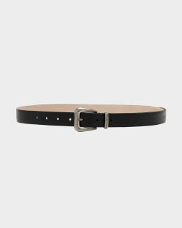 Loewe Graphic Buckle Leather Skinny Belt | Neiman Marcus