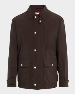 Brunello Cucinelli Men's Full-Zip Leather Jacket with