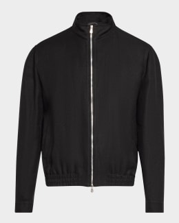 Brunello Cucinelli Men's Full-Zip Leather Jacket with