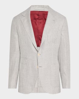 ジャケット Brunello Cucinelli Double-Breasted Jacket In Viscose Blend Brunello Cucinelli Men's Soft Madras Double-Breasted Jacket