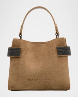 Brunello Cucinelli Mini Zip Suede Top-Handle Bag | Neiman Marcus