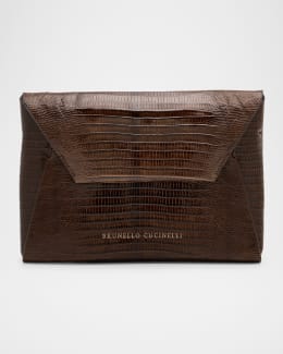 Envelope Flap Leather Clutch Bag | Neiman Marcus