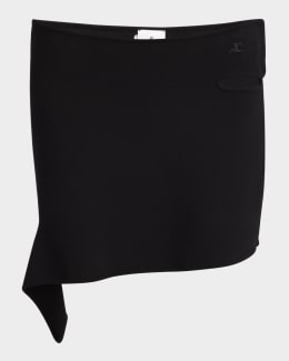 【COURREGES】BUTTONED LIGHT RIB MINI SKIRT Courreges Buttoned Light Rib Mini Skirt | Neiman Marcus