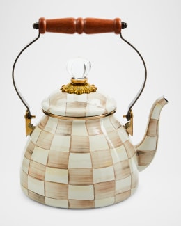 Mackenzie Childs Wild Rose Slate Tea Kettle 2QT