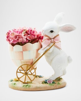 MacKenzie-Childs White Rabbit Ceramic Large Bunny Vase