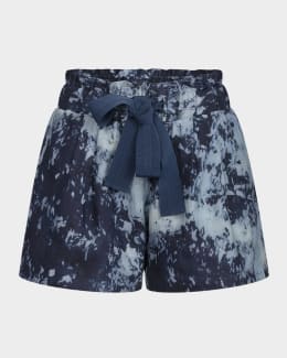 TOM FORD Logo Band Floral Stretch Silk Pajama Shorts