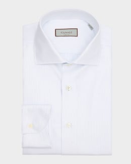 Canali Men's Micro-Structure Dress Shirt, Blue, Men's, 16.5, Shirts Tops Formal & Evening Dress Shirts