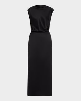 Khaite Basile High-Neck Cap-Sleeve Maxi Dress | Neiman Marcus