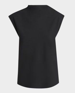 Brunello Cucinelli Mock-Neck Buckle Draped Jersey Top