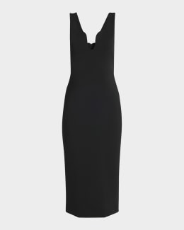 Giorgio Armani Draped Textured Satin Midi Dress | Neiman Marcus