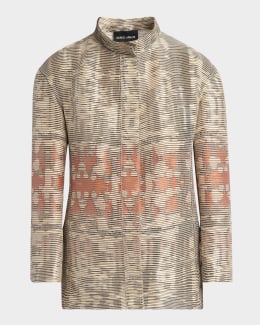 Giorgio Armani Metallic Knit Jacquard Zip Jacket | Neiman Marcus