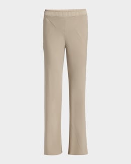 Giorgio Armani Silk Satin Pleated Straight-Leg Trousers