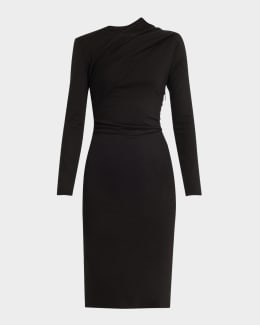 Giorgio Armani Tab-Front Gathered Jersey Sheath Dress