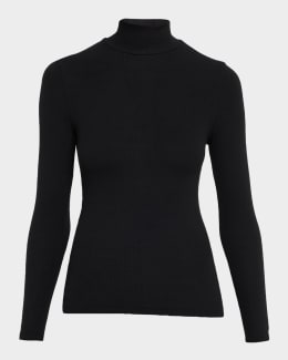 Courreges Re-Edition Mock-Neck Long-Sleeve Fitted Top