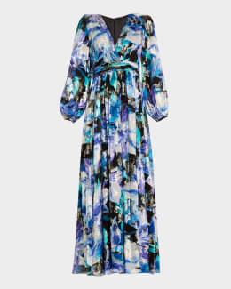 knee length dresses for ladies James Button Through Maxi Dress - Flower Market main image 0