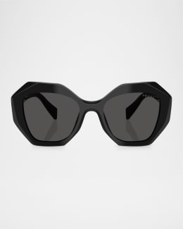 ◾️PRADA［2VZ063］ Prada Oversized Logo Acetate & Plastic Oval Sunglasses | Neiman Marcus