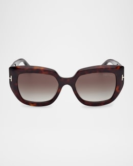 TOM FORD
ブラック マネークリップ カードケース Tortoiseshell Vincent square-frame tortoishell acetate and
