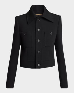 Dolce&Gabbana Satin-Trim Double-Breasted Crepe Crop Jacket