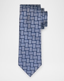 Brioni Men's Woven Geometric Silk Tie | Neiman Marcus