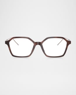 Prada Triangle Logo Rectangle Acetate & Metal Sunglasses
