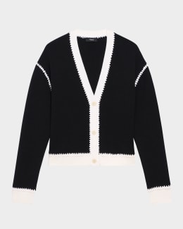 Theory Regal Merino Wool Cropped Cardigan | Neiman Marcus