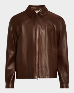 Brunello Cucinelli Men's Full-Zip Leather Jacket with