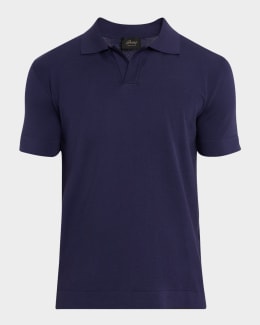 Brioni Men's Basketweave Stitch Polo Sweater | Neiman Marcus