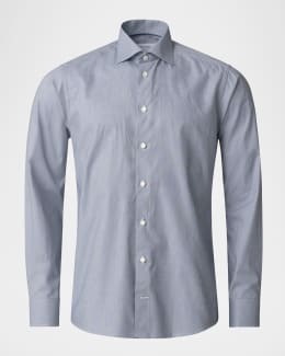 Giorgio Armani Men's Striped Band-Collar Sport Shirt