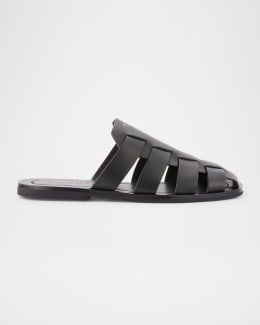 Santoni Men's Duo Leather Double-Buckle Slide Sandals