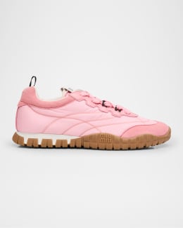 Miu Miu Low-Top Mesh Suede Sneakers | Neiman Marcus