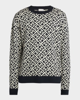 Valentino Garavani Men's V Jacquard Wool Sweater | Neiman Marcus
