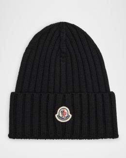 Moncler Logo Ribbed Wool Beanie | Neiman Marcus display picture 1