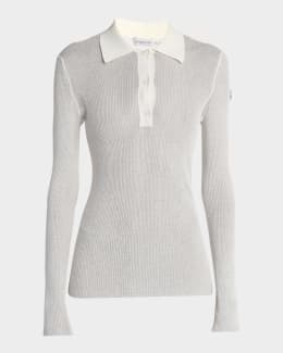 Khaite Morgane Short-Sleeve Crop Polo Top | Neiman Marcus