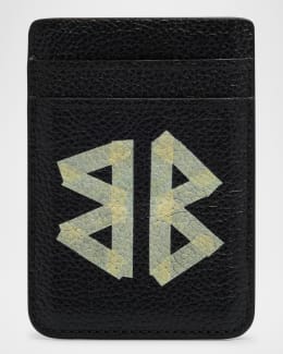 Balenciaga Men's BB Monogram Embossed Zip Card Holder | Neiman Marcus