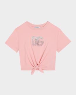 Chloe Girl's Embroidered Logo-Print T-Shirt, Size 4-5